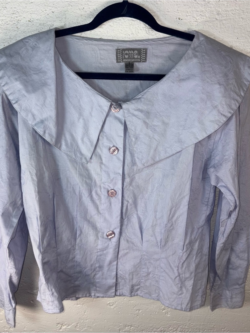 Vintage cottage core Peter Pan collar powder blue button up Sorrel sz Small top